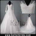 New Arrival Ball Gown V Neck Lace Real Photos Wedding Dress 2015